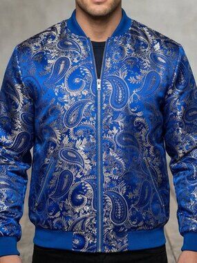 Jogal Mens Luxury Paisley Floral Jacket Size M